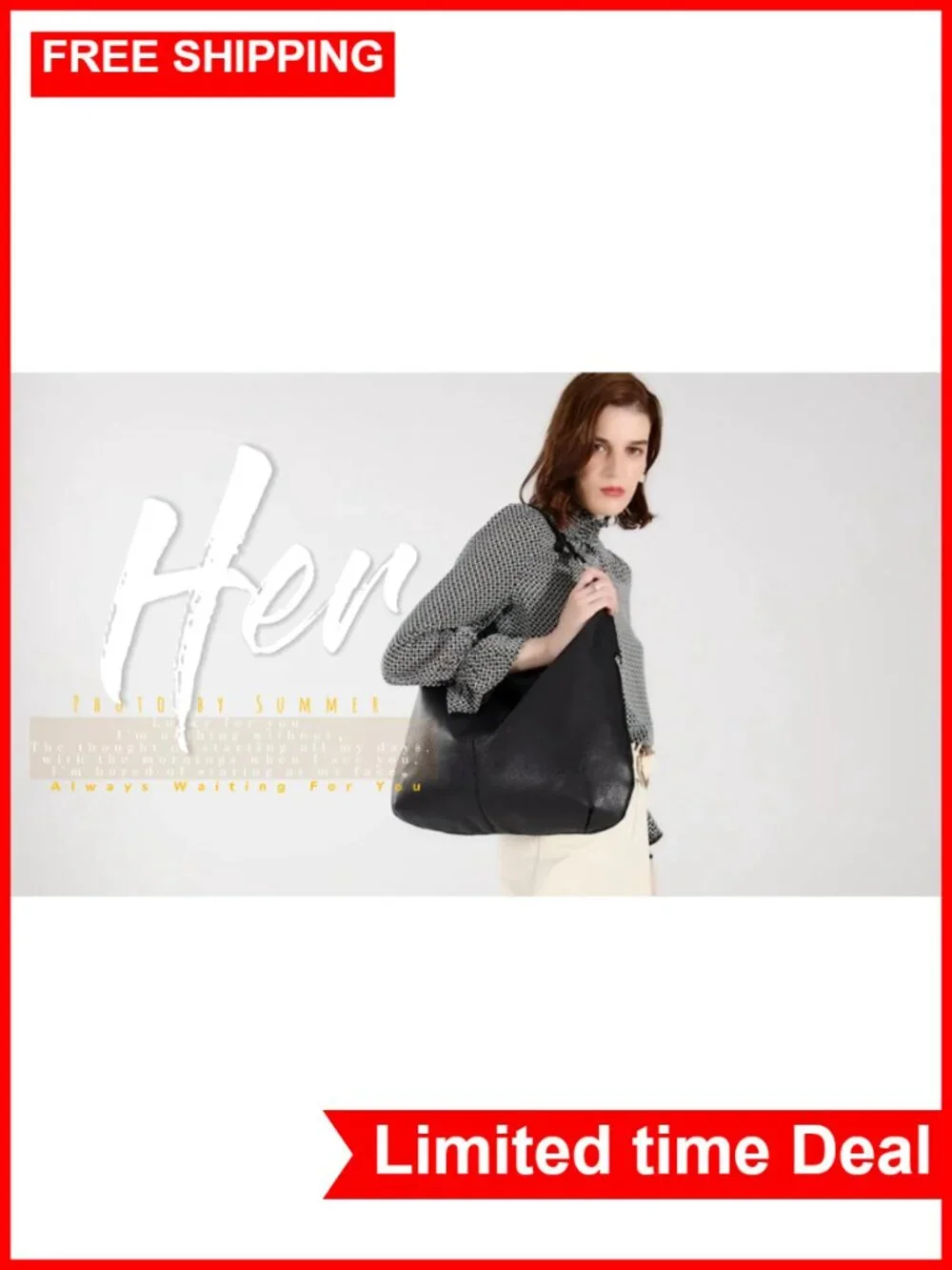 Hobo Bag for Women Soft Faux Leather Slouchy Shoulder Purse with Zipper